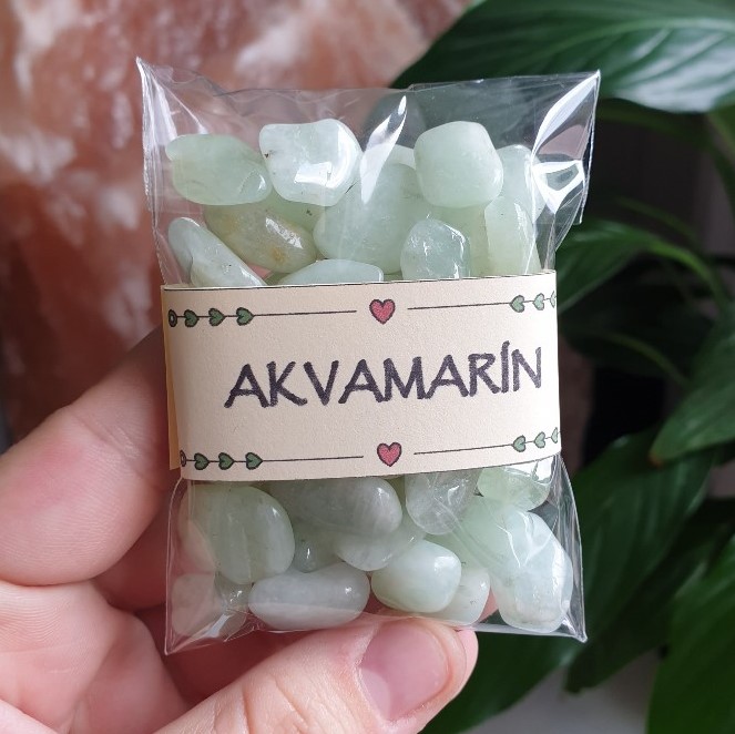 Akvamarín zelený - balíček tromlovaných kameňov - 90g