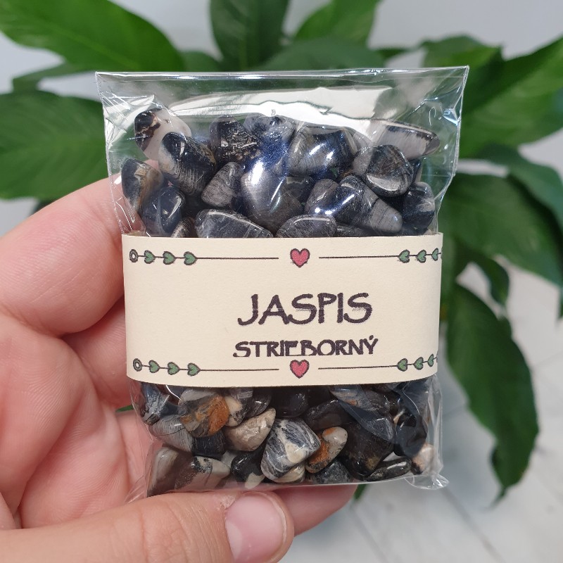 Jaspis strieborný - balíček tromlovaných kameňov - 90g