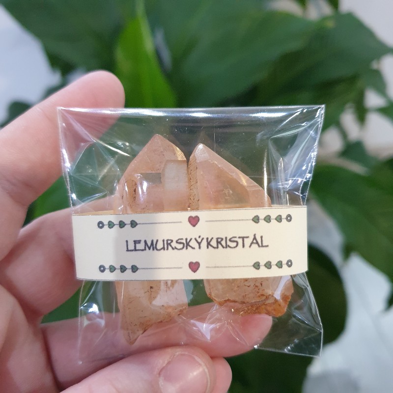 Lemurský krištáľ železitý špice - balíček surových kameňov - 2ks